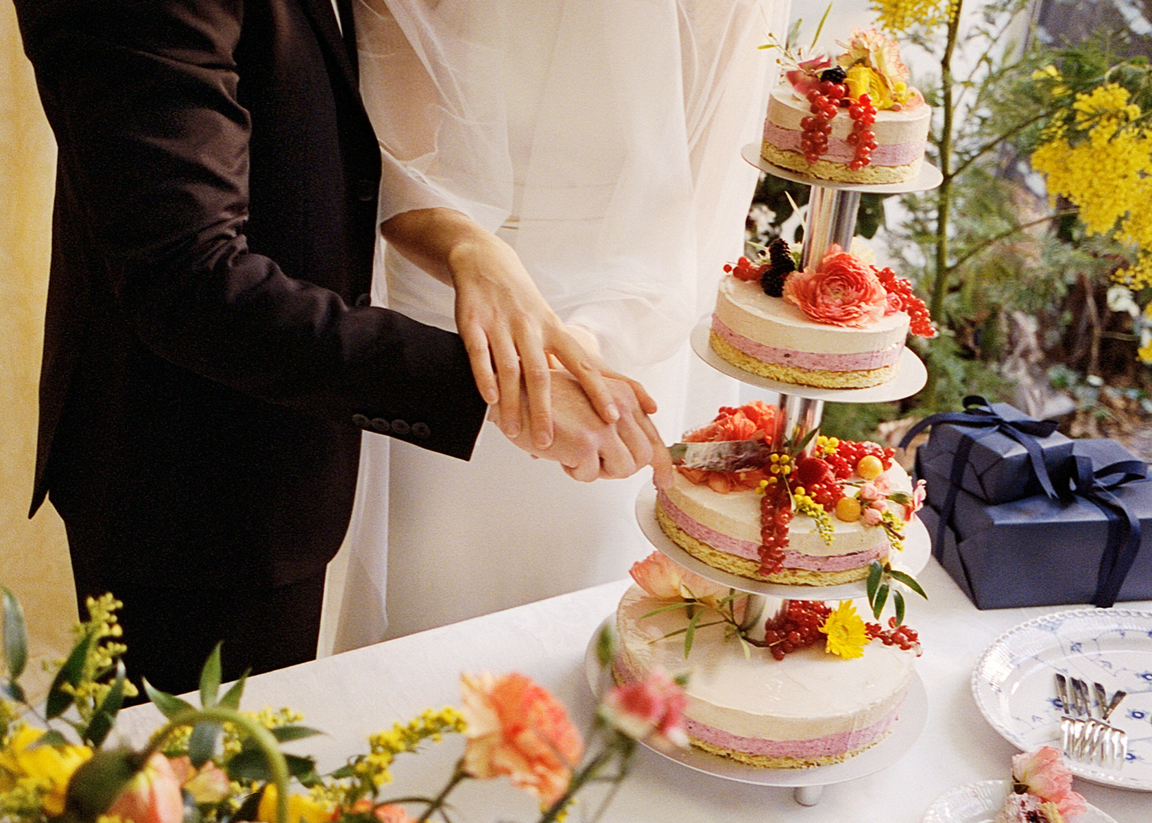 Cutting the wedding cake